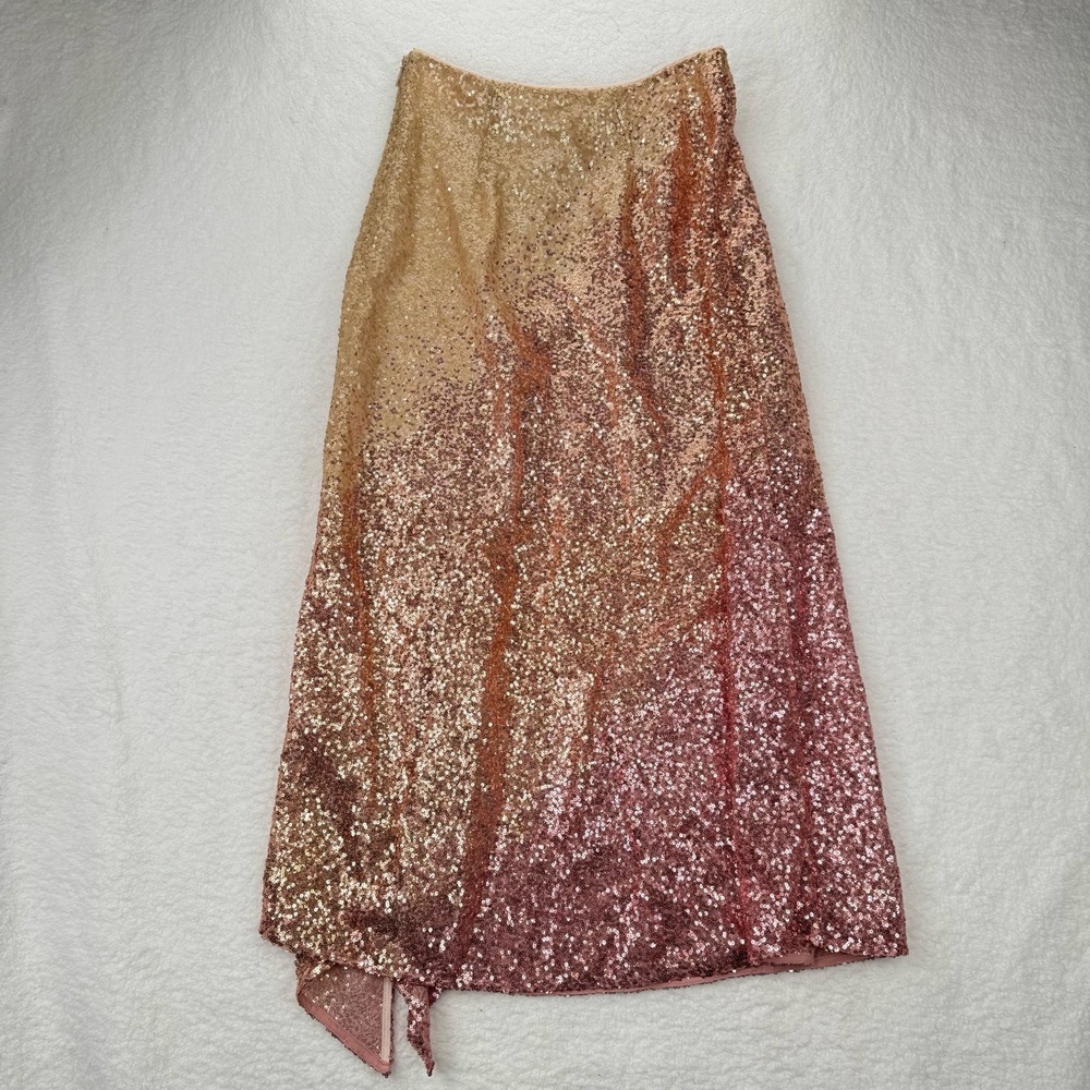 Ted Baker Velina Asymmetric Hem Sequin Embellished Midi Skirt Sz 1 NWT - Picture 3 of 10